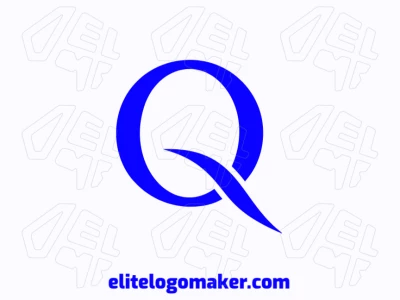 Um design limpo com a letra alfabética 'Q' em azul, ideal para um logotipo profissional.