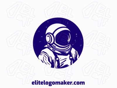 Logotipo vetorial com a forma de um astronauta com design artesanal e cor azul escuro.