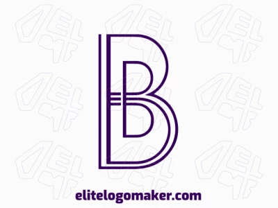 Um logotipo estiloso e criativo com a letra 'B' em um design monoline elegante com tons de roxo.