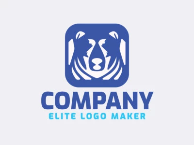 Logotipo simples composto por formas abstratas, formando um Urso com as cores azul e branco.