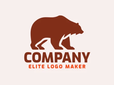 Logotipo criativo com a forma de um urso andando com design refinado e estilo abstrato.