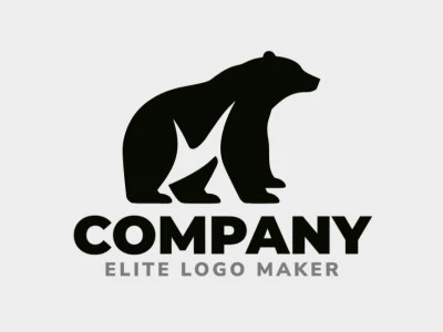 Logotipo simples composto por formas abstratas, formando um urso negro com a cor preto.