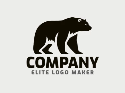 Logotipo simples criado com formas abstratas formando um urso negro com a cor preto.