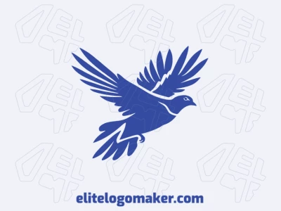 Logotipo ideal para diferentes negócios com a forma de um pássaro azul voando , com design criativo e estilo abstrato.