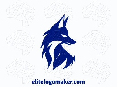 O logotipo abstrato retrata uma raposa azul observando algo, incorporando um design dinâmico e gracioso que captura a atenção com sua forma única.