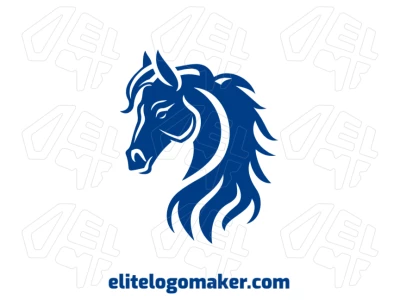 Um logo bonito com um cavalo azul em estilo abstrato, projetado com uma abordagem minimalista para uma aparência elegante e moderna.