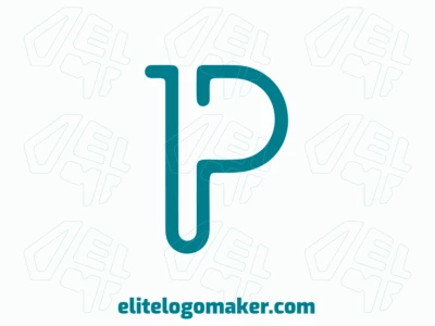 Um logotipo refinado e sutil em monoline com a letra 'P' em azul, projetado com linhas suaves e contínuas e uma estética minimalista.