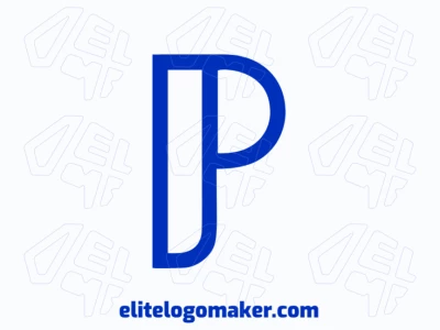 Um logotipo minimalista personalizável com a letra 'P' azul, projetado com formas limpas e linhas simples para uma identidade visual moderna e flexível.