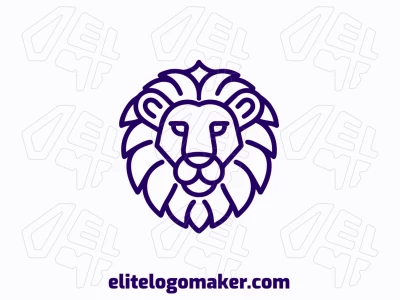 Um logotipo monolinear atraente e notável apresentando um leão azul elegante, desenhado com linhas contínuas para criar uma aparência limpa e elegante.