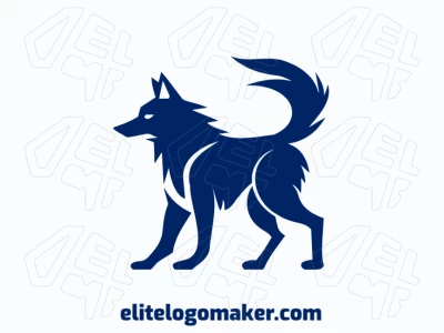 Um logo design dinâmico e distinto com um lobo azul em estilo abstrato, ideal para identidades de marca modernas e impactantes.