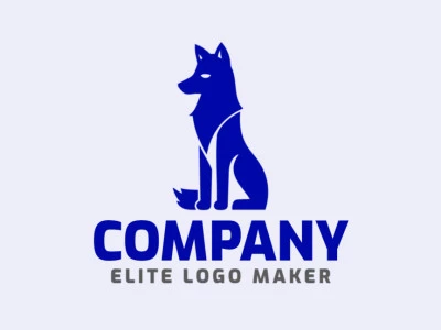 Um logotipo elegante e profissional apresentando um lobo azul, incorporando um estilo animal.