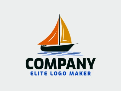 Crie um logotipo ideal para o seu negócio com a forma de um barco com estilo simétrico e cores customizáveis.