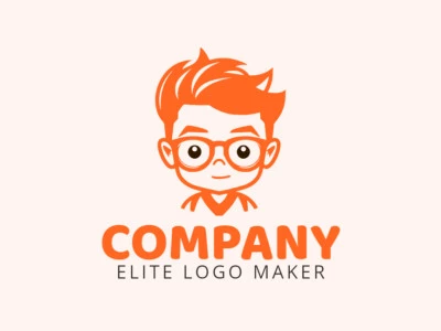 Crie um logotipo ideal para o seu negócio com a forma de um garoto com estilo minimalista e cores customizáveis.