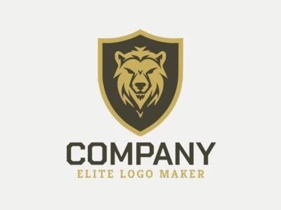 Logotipo customizável com a forma de um urso valente com design criativo e estilo emblema.