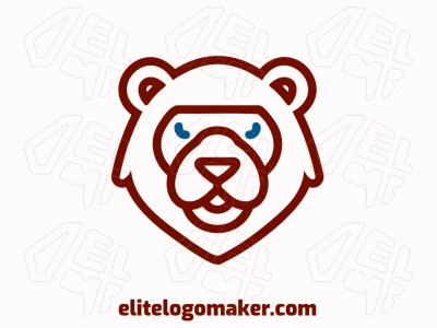 Uma atraente ilustração minimalista de uma cabeça de urso pardo, perfeita para uma empresa criativa e envolvente.