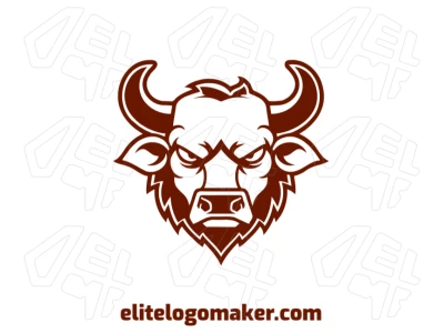 Um logotipo criativo com um touro marrom de aparência brava em estilo mascote, proporcionando um impacto visual arrojado e dinâmico.