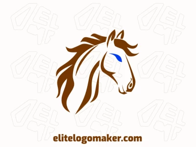 Um logotipo barato e abstrato apresentando uma cabeça de cavalo marrom com linhas limpas e simplicidade artística.