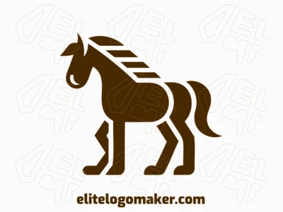 Um logotipo criativo minimalista com um elegante cavalo marrom, capturando elegância e movimento com linhas limpas e uma estética moderna.