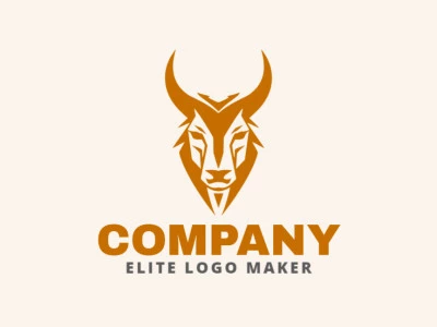 Um logotipo personalizável e profissional em forma de uma cabeça de touro com um estilo simples, a cor utilizada foi laranja escuro.