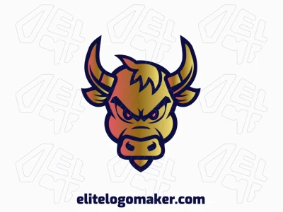 Um logotipo abstrato original com a cabeça de um touro em um vibrante estilo de gradiente, elaborado como um vetor para uma aparência moderna e marcante.