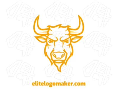 Um design de logotipo editável de cabeça de touro na cor amarela, com linhas marcantes e contornos fortes para um visual poderoso e dinâmico inspirado em animais.