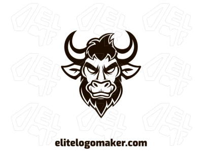 Logotipo profissional com a cabeça de touro e olhar bravo em estilo mascote, combinando força e determinação com um design ousado.
