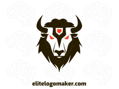 Um logotipo simétrico e estiloso com a cabeça de um touro e um design interessante, criado com linhas equilibradas e formas marcantes para uma identidade visual impactante.