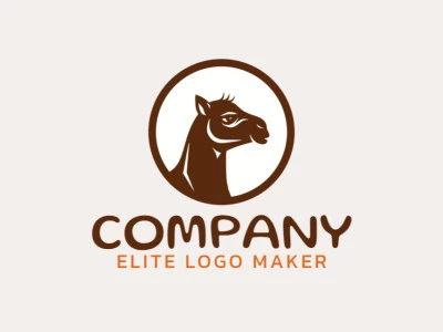 Logotipo customizável com a forma de uma cabeça de camelo composto por um estilo circular e cor marrom.