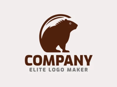 Um logotipo profissional em forma de uma capivara com um estilo mascote, a cor utilizada foi marrom.