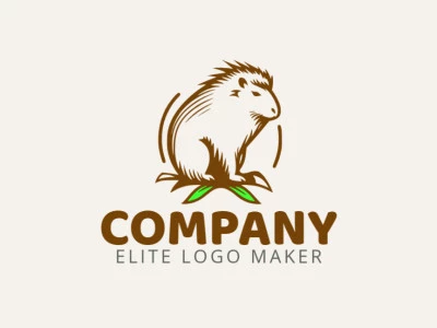 Um logotipo com uma capivara e folhas em tons verdes e terrosos, representando a natureza e a tranquilidade. Perfeito para marcas eco-friendly.