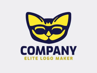 Logotipo customizável com a forma de uma cabeça de gato com design criativo e estilo minimalista.