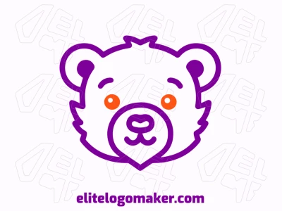 Um logotipo criativo em estilo monoline, retratando o contorno simples e divertido de uma cabeça de urso infantil, ideal para uma identidade visual envolvente.
