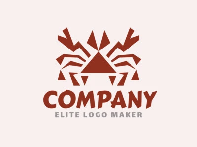 Logotipo customizável com a forma de um caranguejo composto por um estilo abstrato e cor marrom.