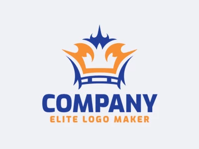 Logotipo com a forma de uma coroa com as cores azul e laranja, esse logotipo é ideal para diferentes áreas de negócio.