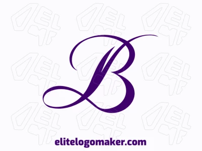 Um logotipo de letra inicial elegante com um 'B' cursivo em roxo, perfeito para adicionar elegância à sua marca.
