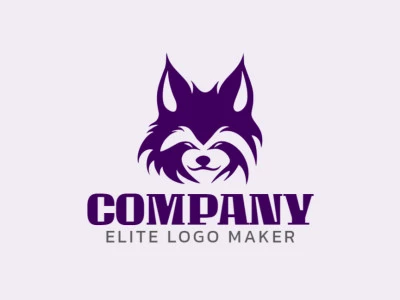 Um logotipo minimalista de cabeça de cachorro em roxo, capturando a essência da simplicidade e lealdade.