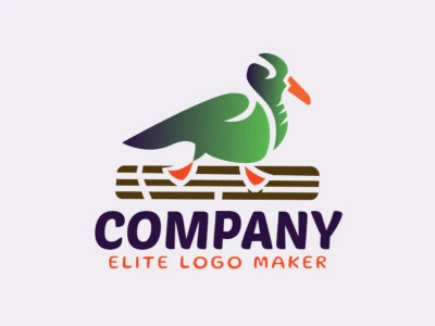 Logotipo moderno  com a forma de um pato mesclado com um skate com design profissional e estilo gradiente.