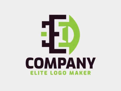 Logotipo moderno com a forma de uma letra "E" combinado com uma letra "D", com design profissional e estilo simples.