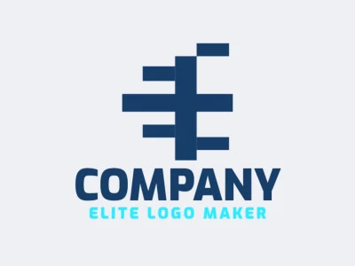 Crie seu próprio logotipo com a forma de uma letra "E" com estilo letra inicial e com a cor azul.