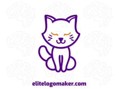 Um gato elegante com design monoline em estilo simples, perfeito para quem deseja gerar uma identidade visual elegante e sofisticada.