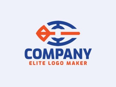 Logotipo disponível para venda com a forma de um olho combinado com uma flecha e design minimalista.