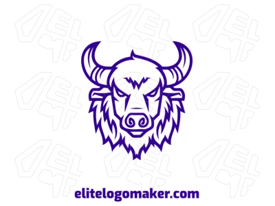 Logotipo abstrato editável com design de búfalo feroz, permitindo personalização em cor e forma para criar uma identidade de marca poderosa.