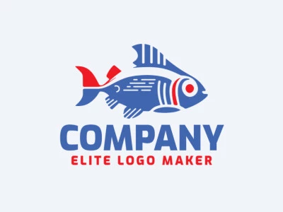 O logotipo apresenta um estilo ilustrativo com um peixe em tons de azul e laranja. Ele transmite uma sensação de brincadeira e criatividade, mantendo um design profissional e moderno.