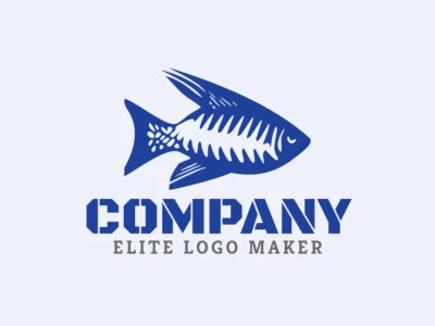 Logotipo vetorial com a forma de um peixe com design simples e cor azul.