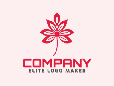 Logotipo vetorial com a forma de uma flor com estilo simples e cor vermelho.