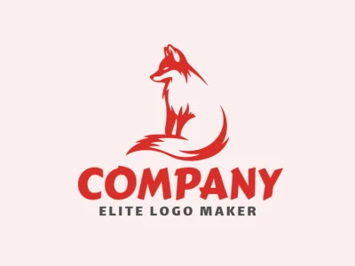 Logotipo customizável com a forma de uma raposa composto por um estilo abstrato e cor vermelho.