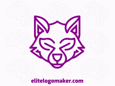 O logotipo apresenta um design de raposa monolínea elegante, exalando elegância e charme em tons de roxo.
