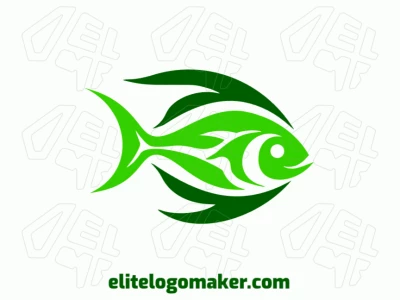 Crie um logotipo memorável para sua empresa com a forma de um peixe verde com estilo tribal e design criativo.