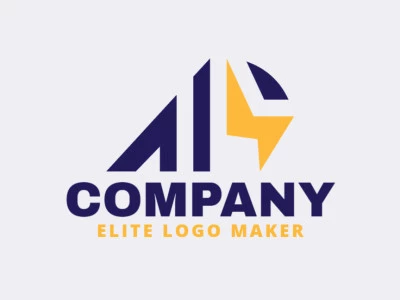 Logotipo criativo com a forma de um falcão combinado com um raio com design memorável e estilo minimalista, as cores utilizado foram amarelo e azul.