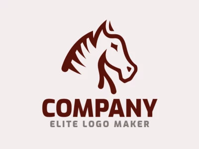 Logotipo elegante composto por formas criativas formando uma cabeça de cavalo com estilo abstrato, a cor utilizada foi marrom.